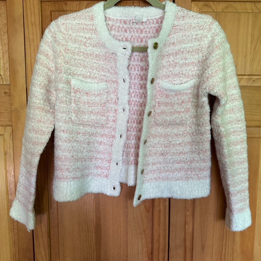 Crewcuts Pink and White Kids Cardigan Sweater
